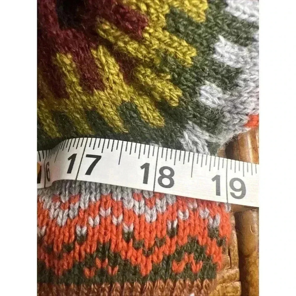 Handmade Peru Women's Alpaca White Multi‎ Cardigan Sweater Hood Zip up size: L - Picture 9 of 12